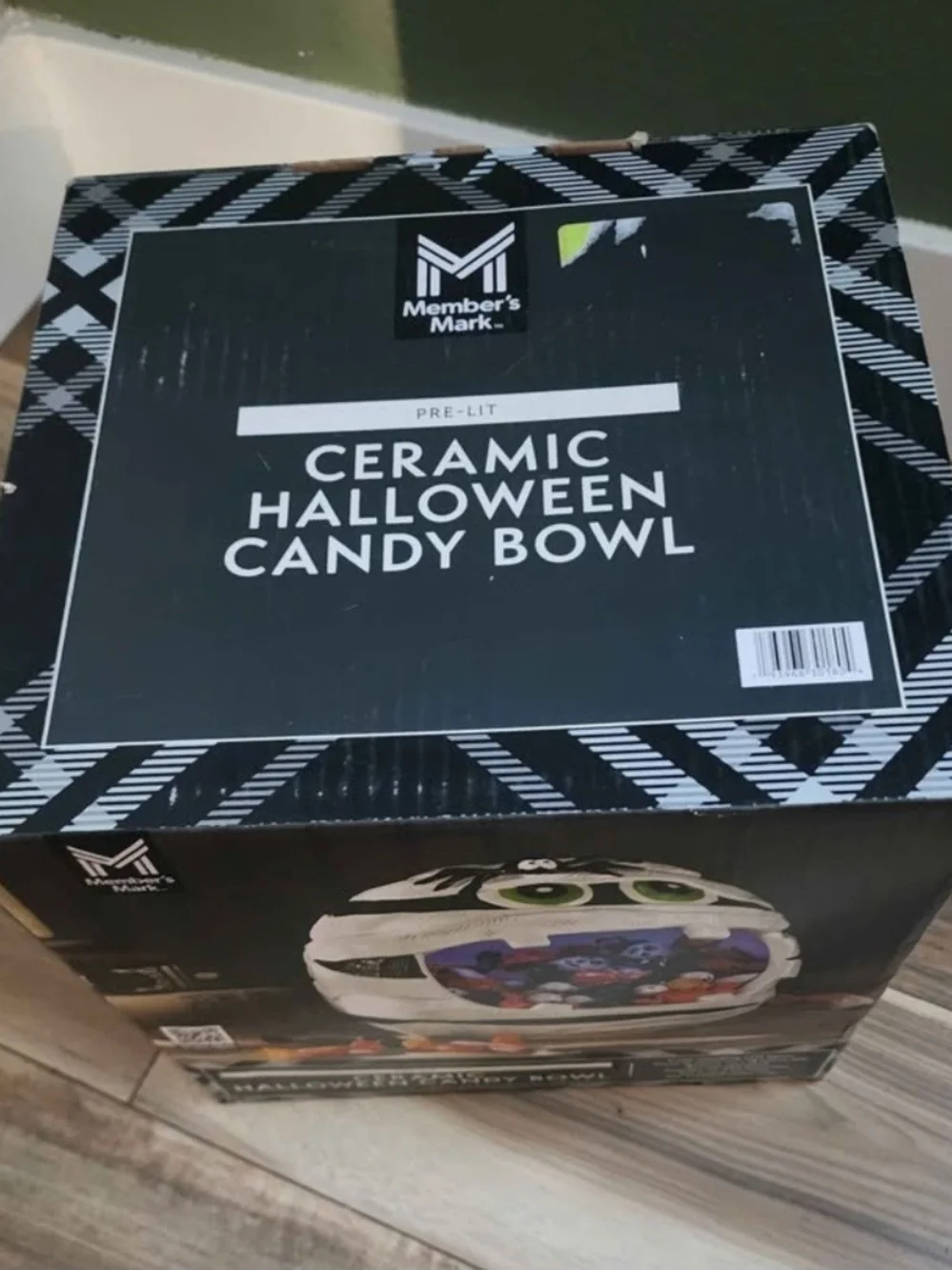 White Mummy Ceramic Halloween Candy Bowl with Color-Changing LED